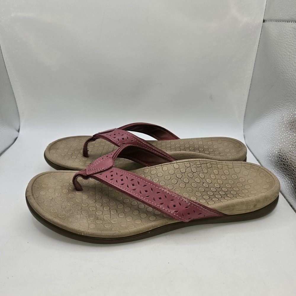 Vionic Flop SZ 9  Tide Thong Sandals Pink Berry Perforated Arch Support Comfort